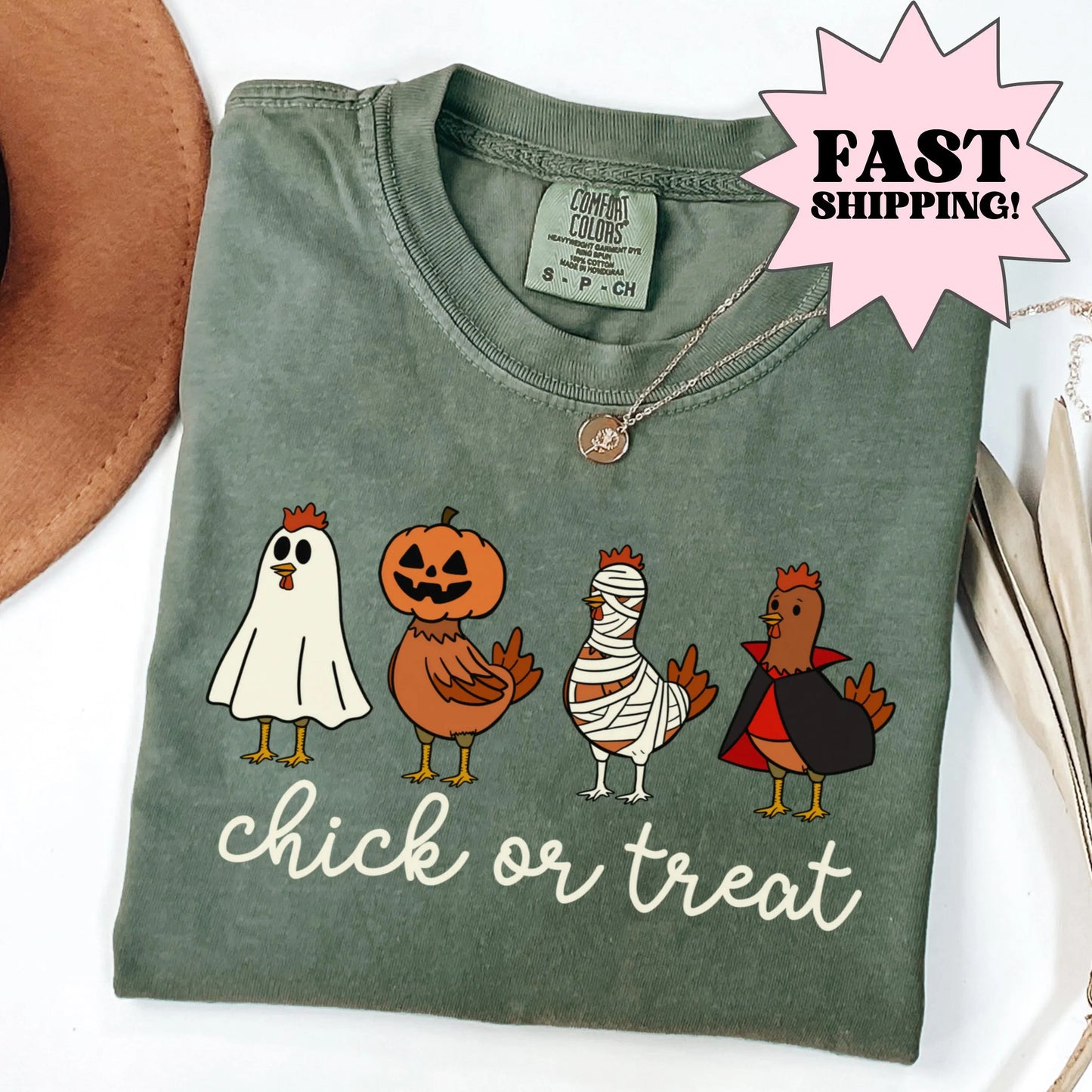Spooky Chicken Halloween Comfort Colors Tee
