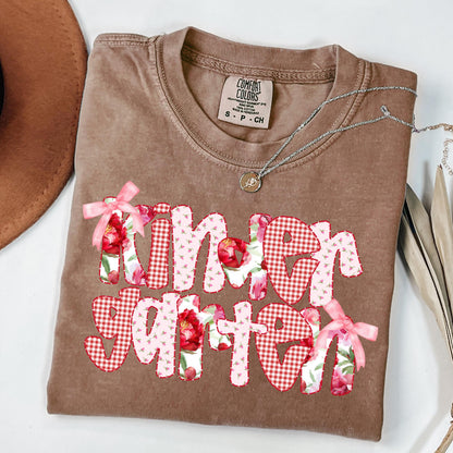 Comfort Colors Teacher Shirt, Kindergarten Teacher Shirt, Kindergarten Shirt, Floral Back to School Shirt, Custom Teacher Appreciation Tee
