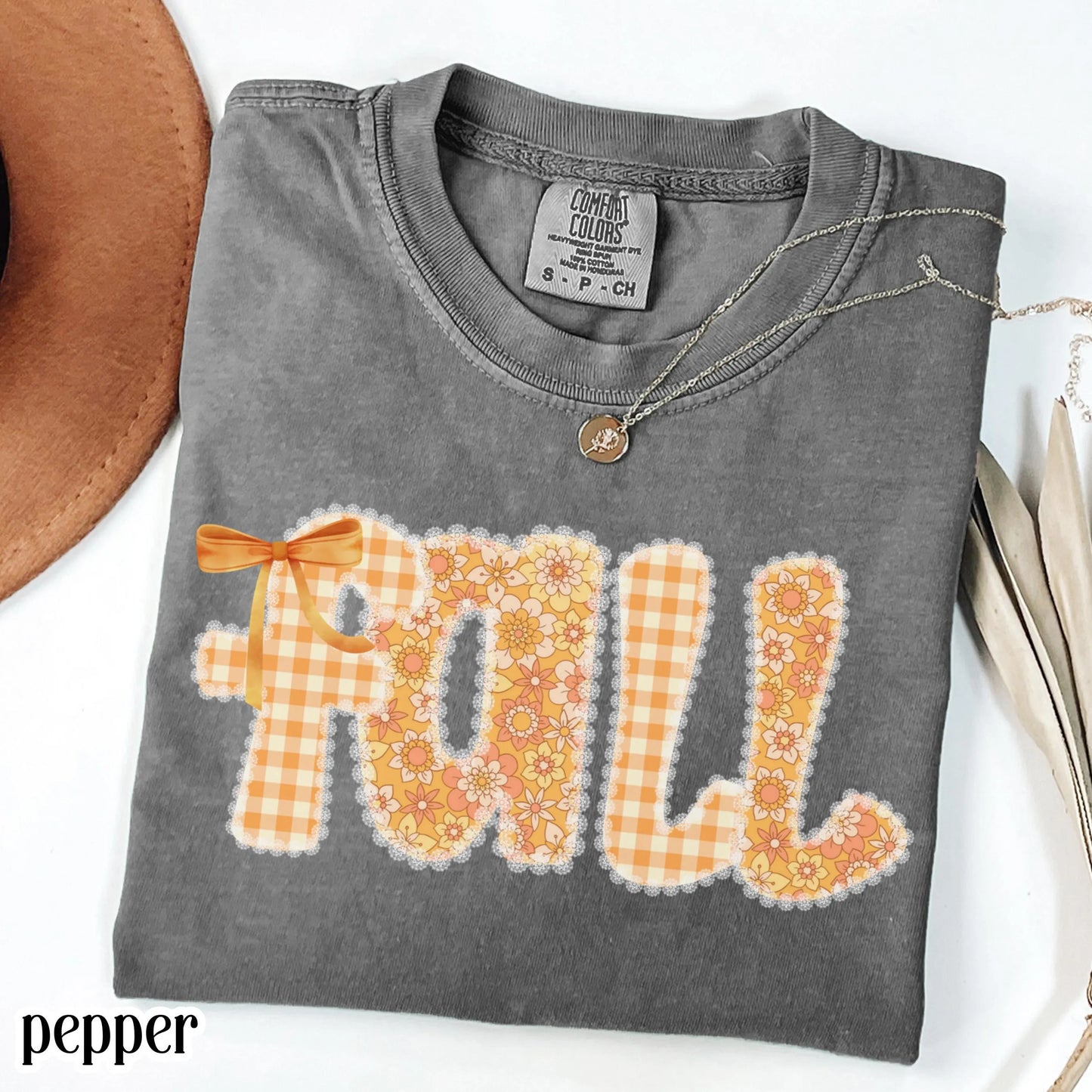 Lace and Gingham Fall Comfort Colors Tee