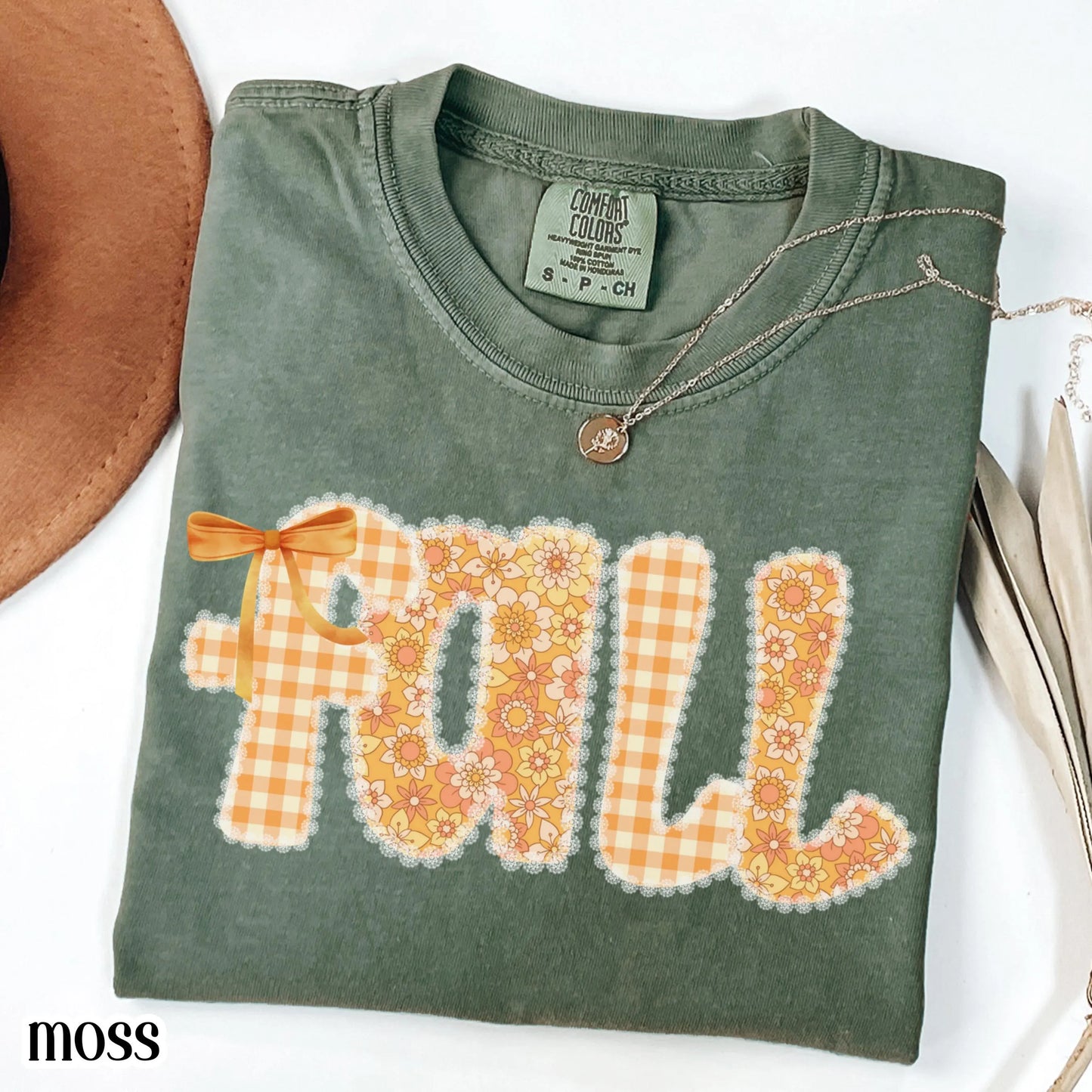 Lace and Gingham Fall Comfort Colors Tee