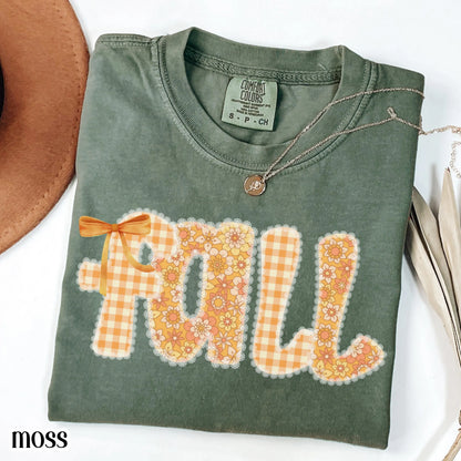 Lace and Gingham Fall Comfort Colors Tee
