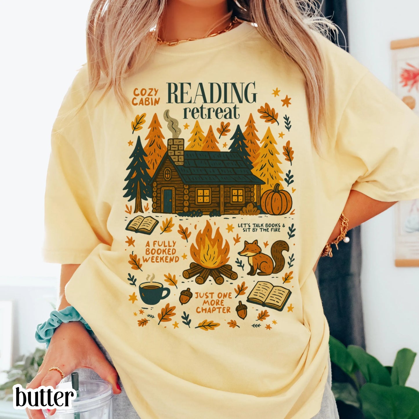 Cozy Cabin Reading Comfort Colors Tee