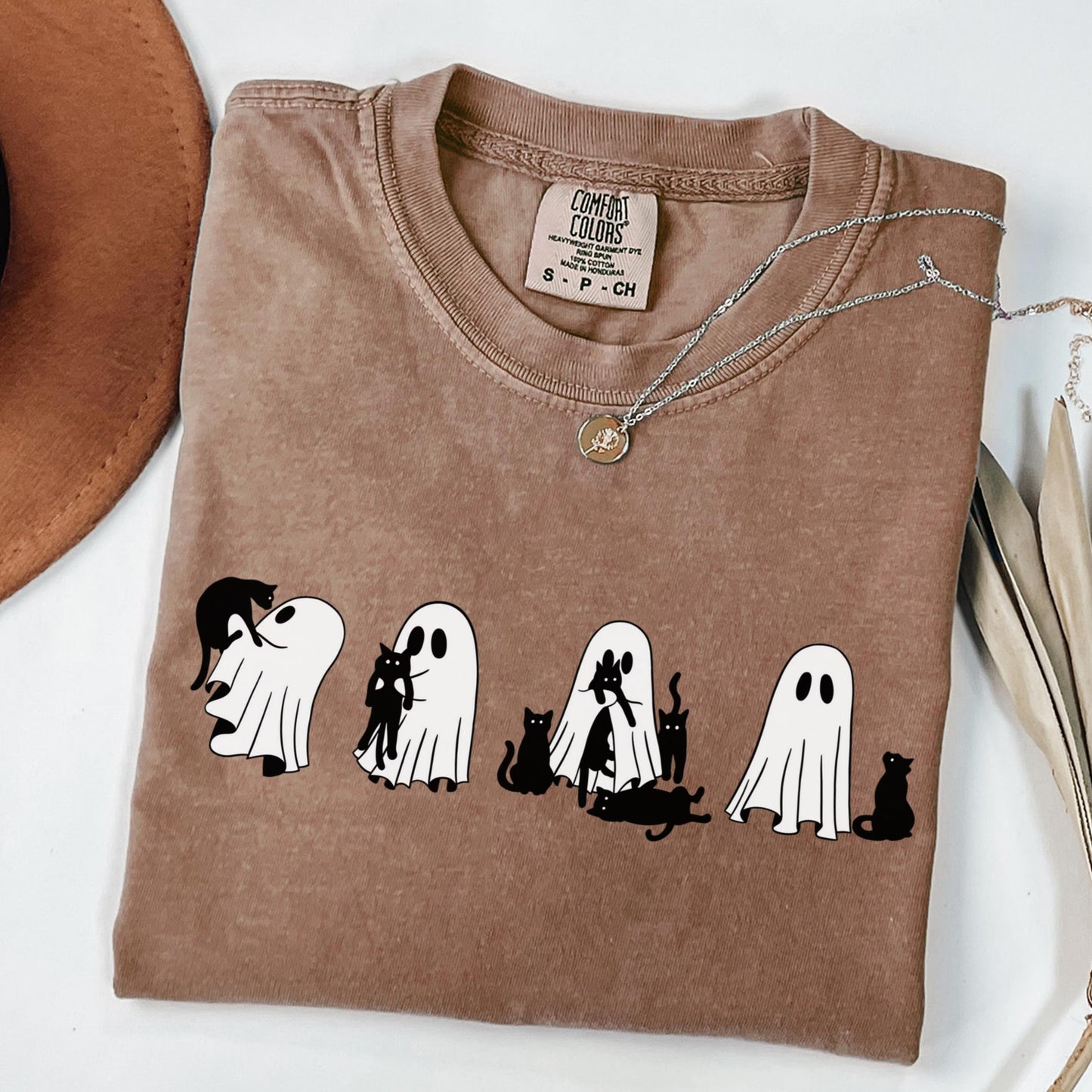 Ghost And Black Cat Comfort Colors Tee