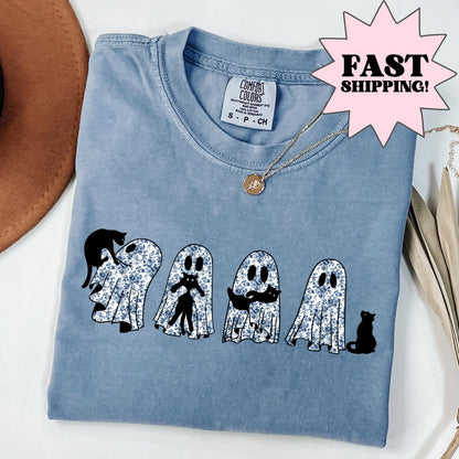 Floral Toile Ghost Comfort Colors Tee
