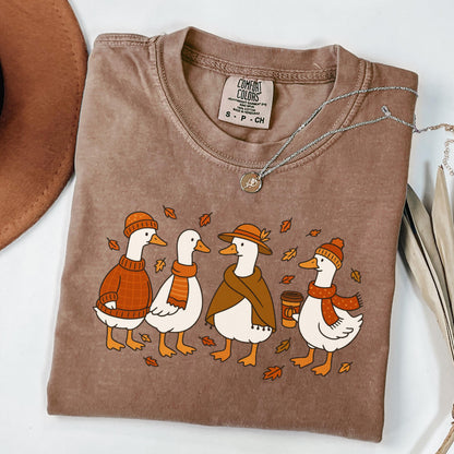 Cozy Coffee Fall Goose Comfort Colors Shirt