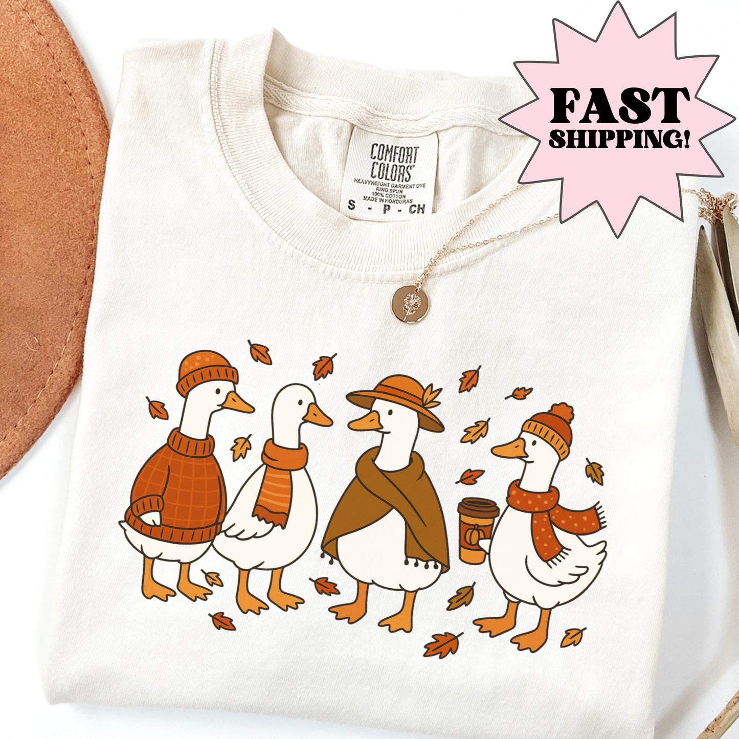 Cozy Coffee Fall Goose Comfort Colors Shirt