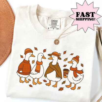 Cozy Coffee Fall Goose Comfort Colors Shirt