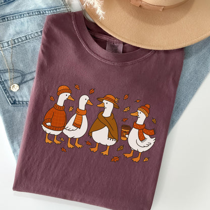 Cozy Coffee Fall Goose Comfort Colors Shirt