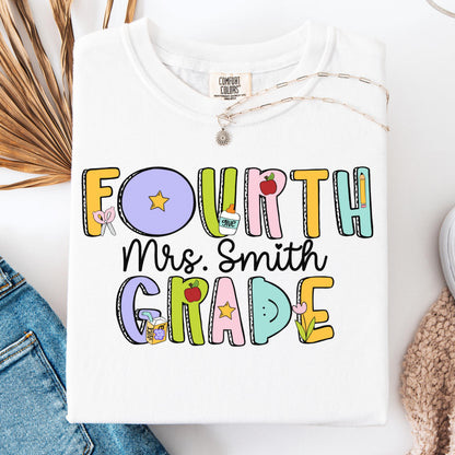 Comfort Colors Teacher Shirt, Fourth Grade Teacher Shirt, 4th Grade Teacher Shirt, Back to School Shirt, Custom Teacher Appreciation Tee