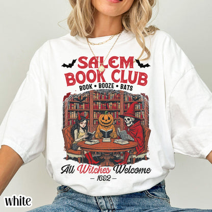 Comfort Colors Halloween Salem Book Club Witches Shirt Spooky Tee Autumn Reading Skeleton Pumpkin TShirt Fall Cozy Bookish TShirt Book Lover