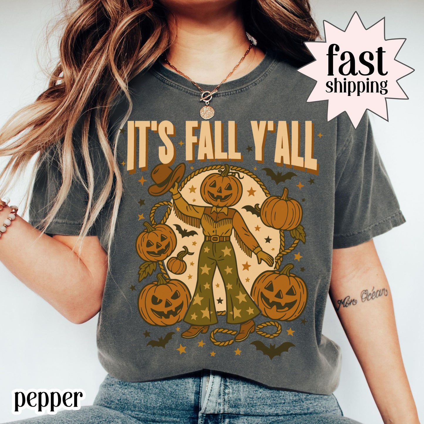 Western Country Pumpkin Comfort Colors Fall Tee