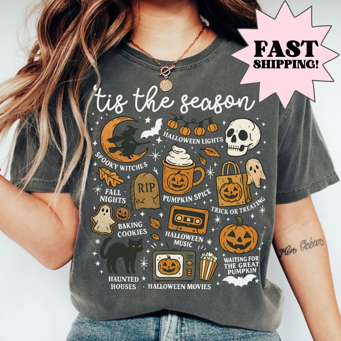 Cute Ghost Halloween Comfort Colors Tee