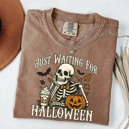Skeleton Coffee Halloween Comfort Colors Tee