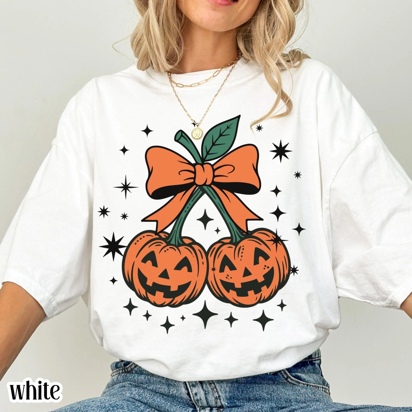 Jack O'Lantern Pumpkin Bow Comfort Colors Tee