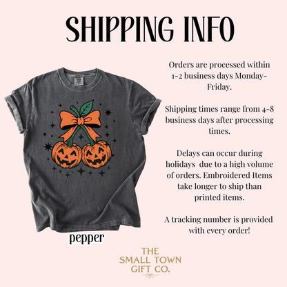 Jack O'Lantern Pumpkin Bow Comfort Colors Tee