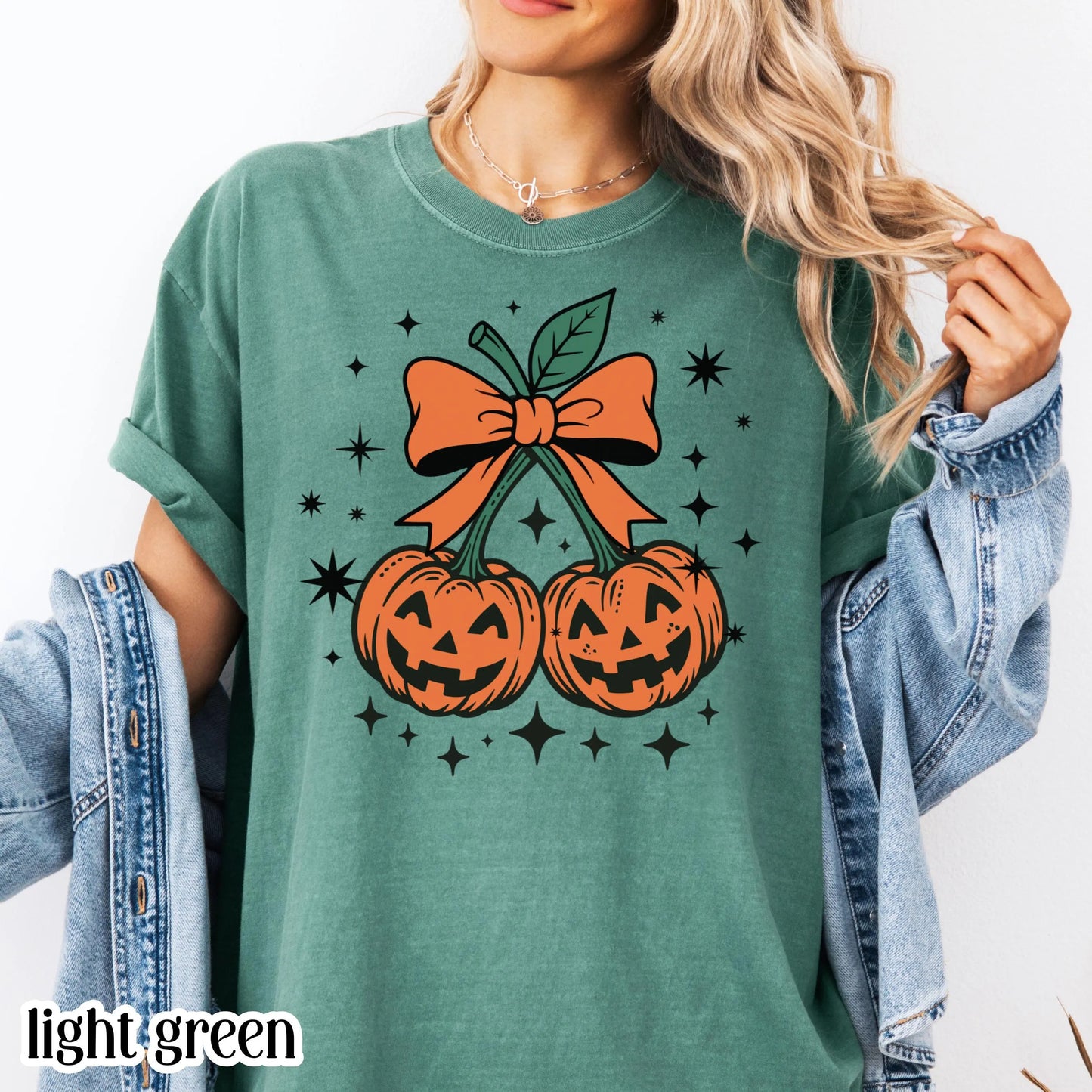 Jack O'Lantern Pumpkin Bow Comfort Colors Tee