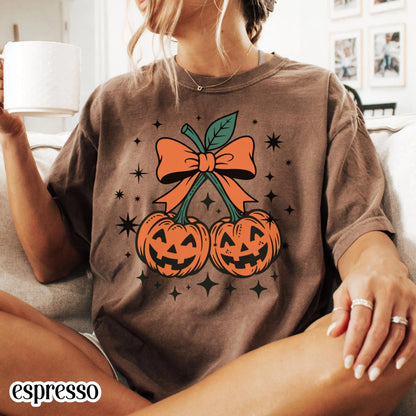 Jack O'Lantern Pumpkin Bow Comfort Colors Tee