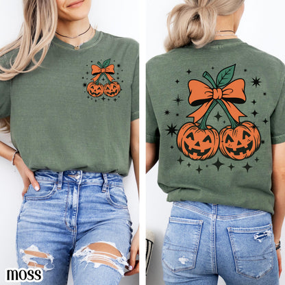 Pumpkin Bow Comfort Colors Halloween Tee