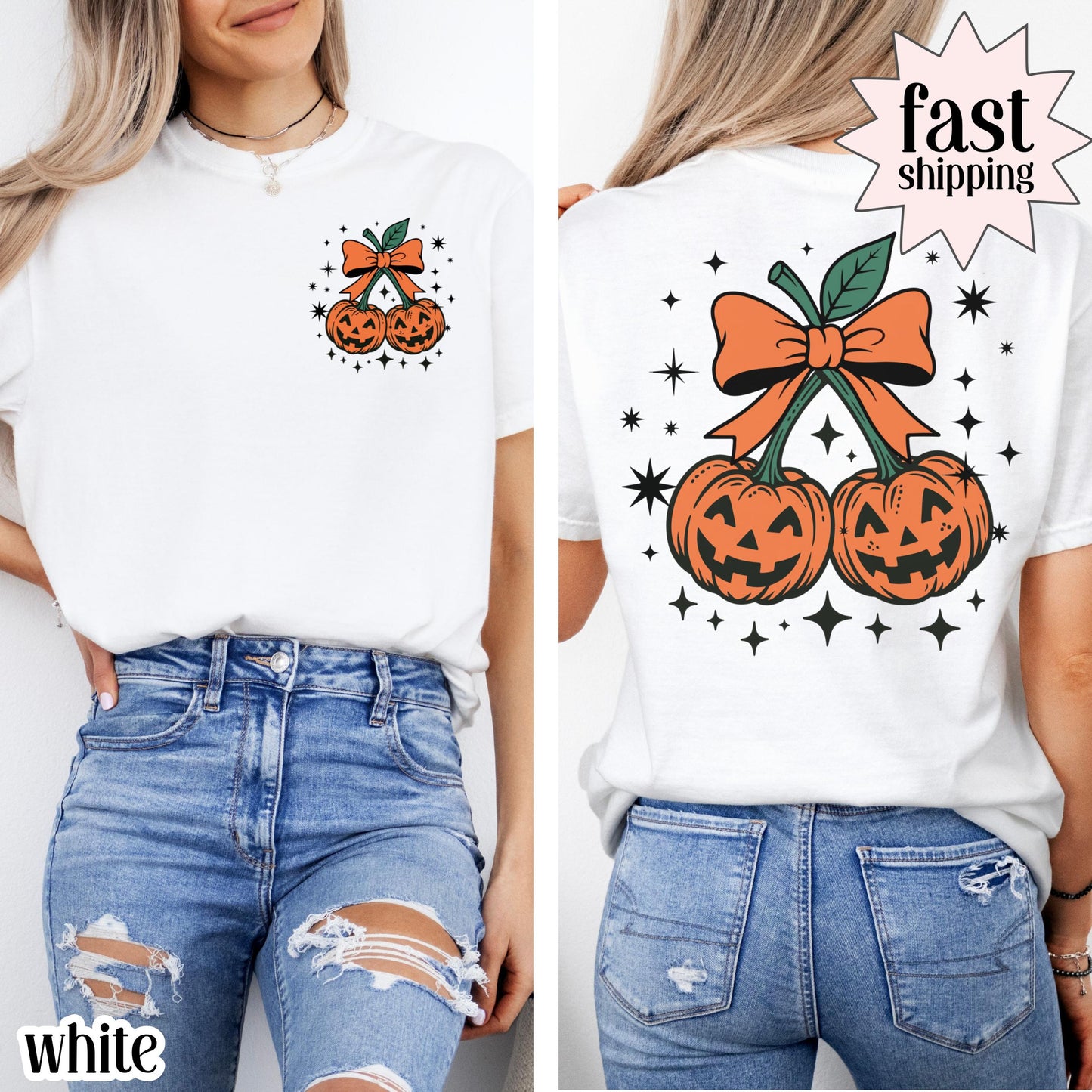 Pumpkin Bow Comfort Colors Halloween Tee