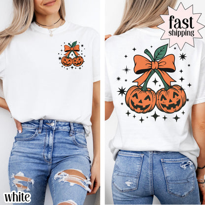 Pumpkin Bow Comfort Colors Halloween Tee