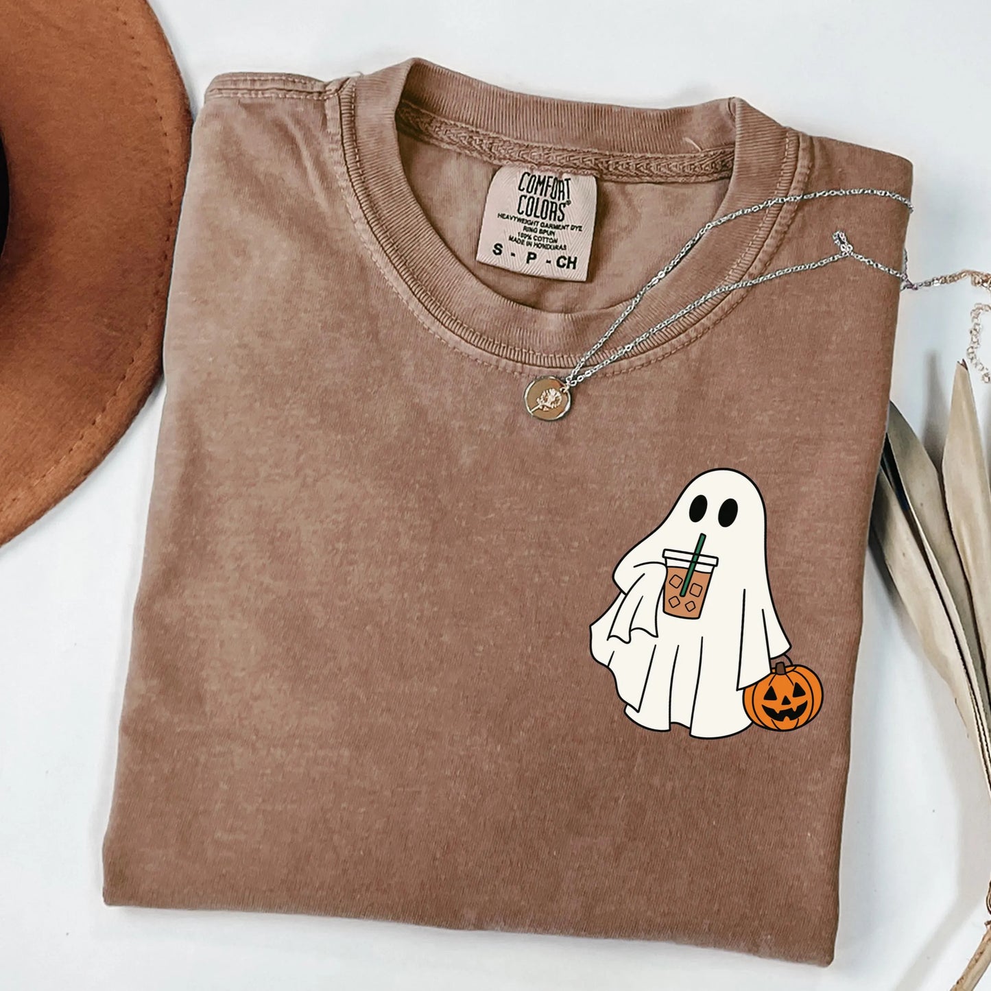 Iced Coffee Ghost Halloween Comfort Colors Tee