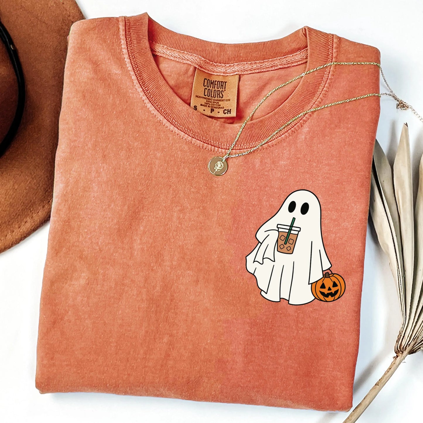 Iced Coffee Ghost Halloween Comfort Colors Tee