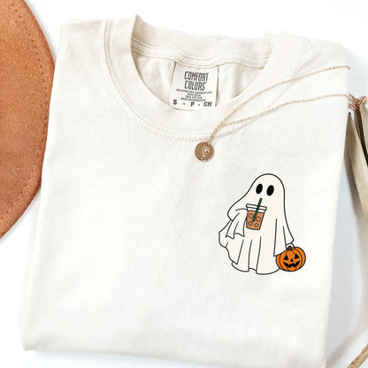 Iced Coffee Ghost Halloween Comfort Colors Tee