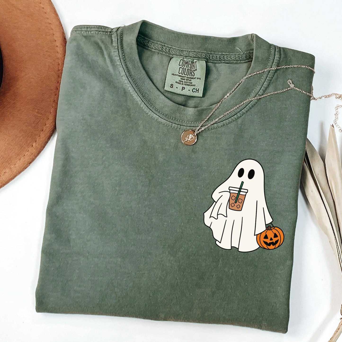 Iced Coffee Ghost Halloween Comfort Colors Tee