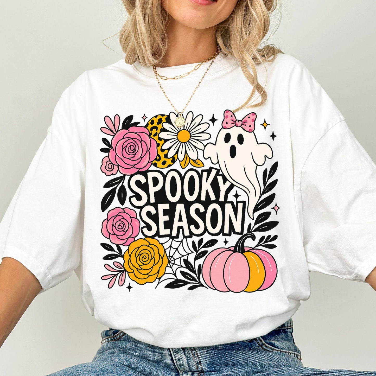 Coquette Pink Spooky Season Comfort Colors Halloween Tee