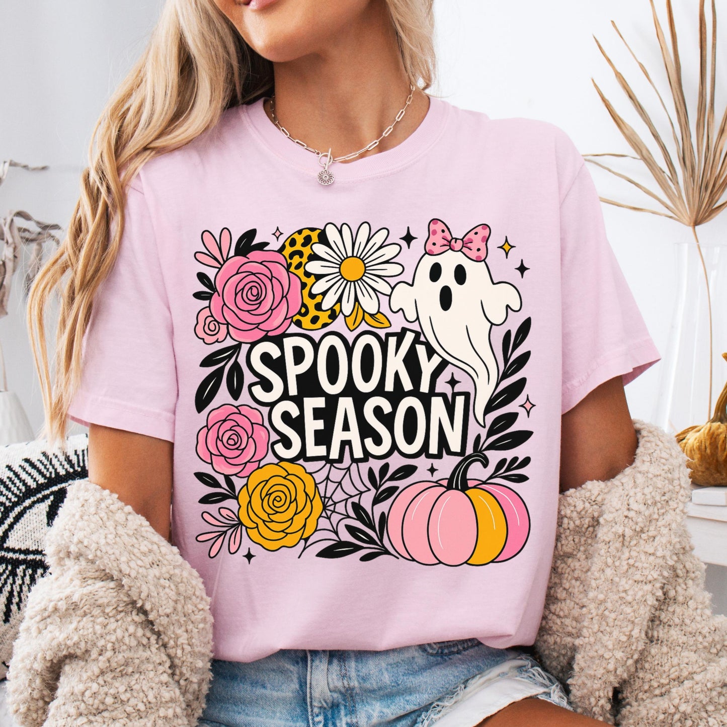 Coquette Pink Spooky Season Comfort Colors Halloween Tee