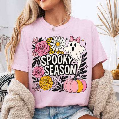 Coquette Pink Spooky Season Comfort Colors Halloween Tee