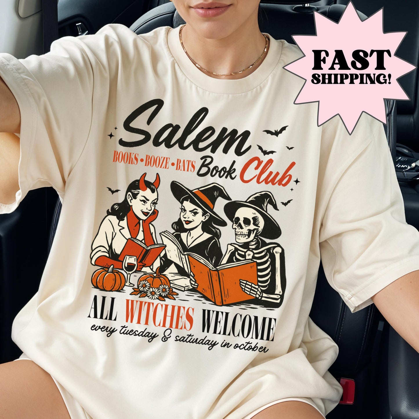 Salem Book Club Comfort Colors Halloween Tee
