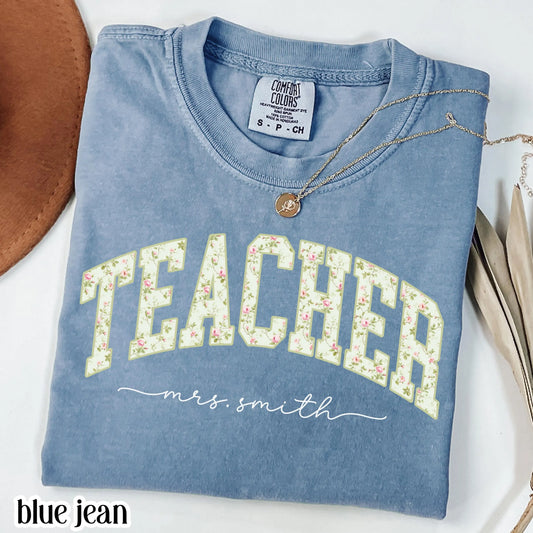 Custom Teacher Shirt Comfort Colors Preschool Tee Kindergarten Teacher Tshirt Back to School Teacher Appreciation Christmas Gift For Teacher