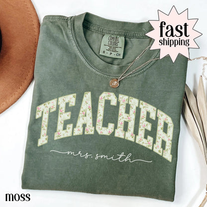 Custom Teacher Shirt Comfort Colors Preschool Tee Kindergarten Teacher Tshirt Back to School Teacher Appreciation Christmas Gift For Teacher