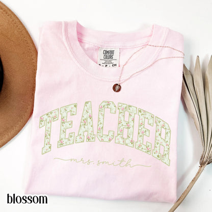 Custom Teacher Shirt Comfort Colors Preschool Tee Kindergarten Teacher Tshirt Back to School Teacher Appreciation Christmas Gift For Teacher