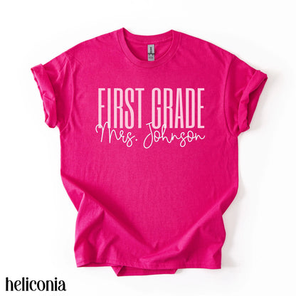Teacher Shirt, Kindergarten Teacher Shirt Preschool TShirt, Custom Teacher Back to School Plus Size T-Shirt, Second Grade Teacher Tee