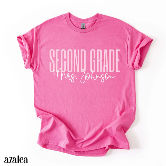 Teacher Shirt, Kindergarten Teacher Shirt Preschool TShirt, Custom Teacher Back to School Plus Size T-Shirt, Second Grade Teacher Tee