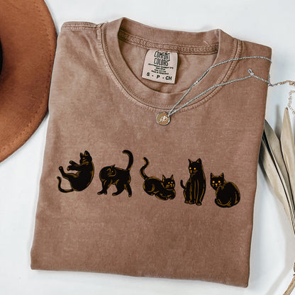 Spooky Black Cat Halloween Comfort Colors Tee