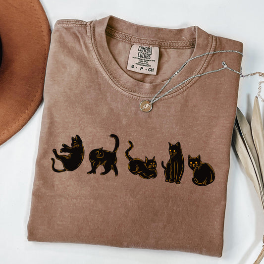 Spooky Black Cat Halloween Comfort Colors Tee