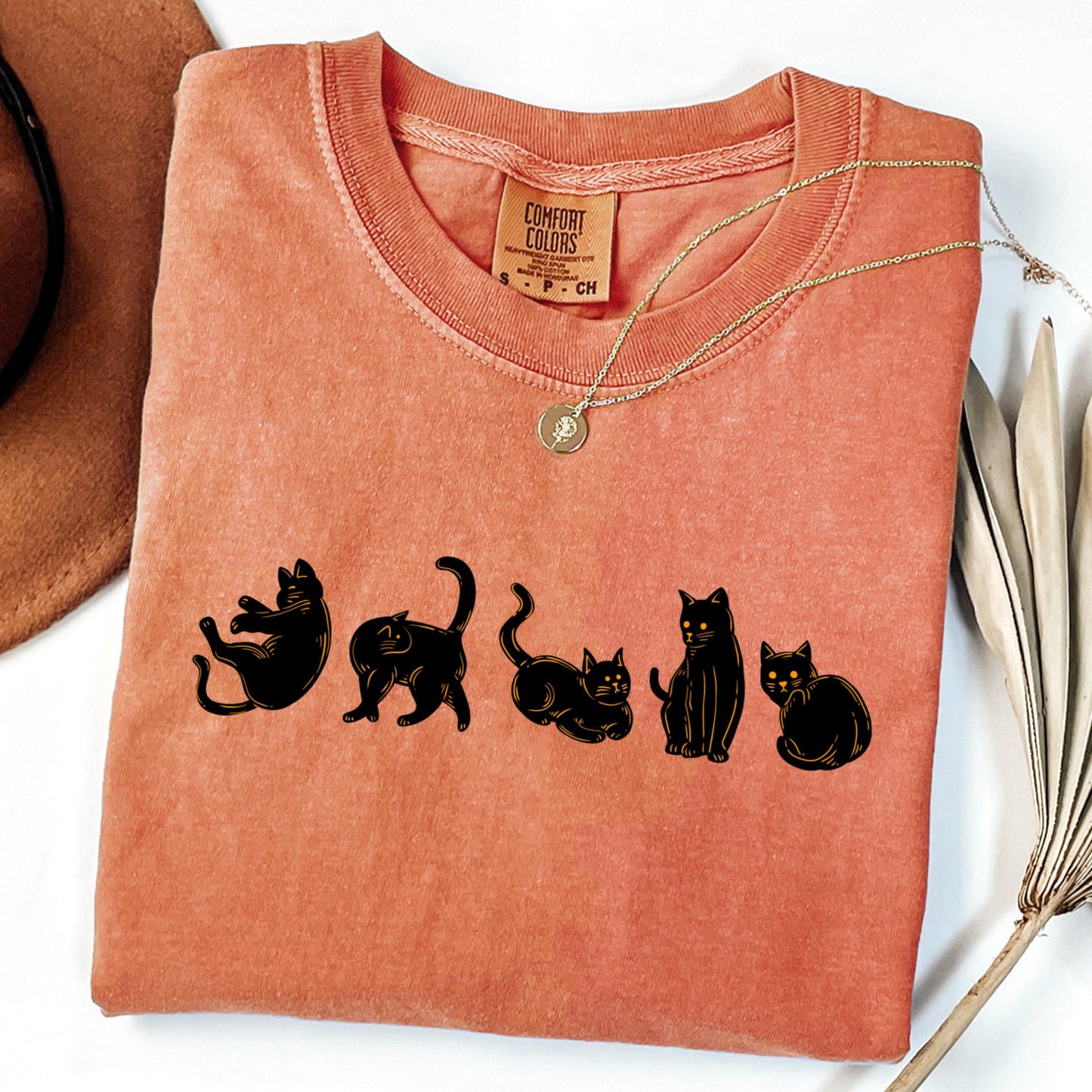 Spooky Black Cat Halloween Comfort Colors Tee