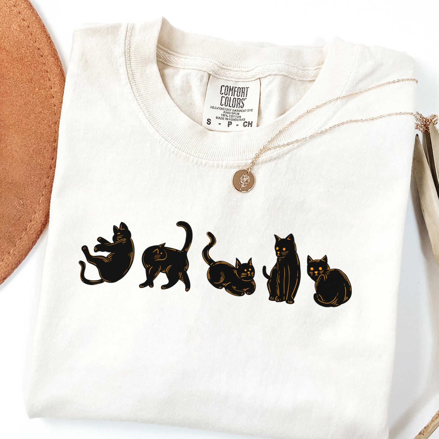 Spooky Black Cat Halloween Comfort Colors Tee
