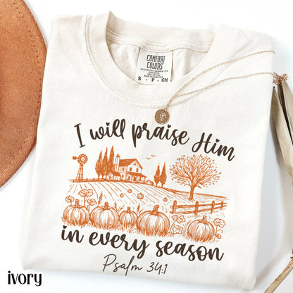 Bible Verse Pumpkin Farm Comfort Colors Tee