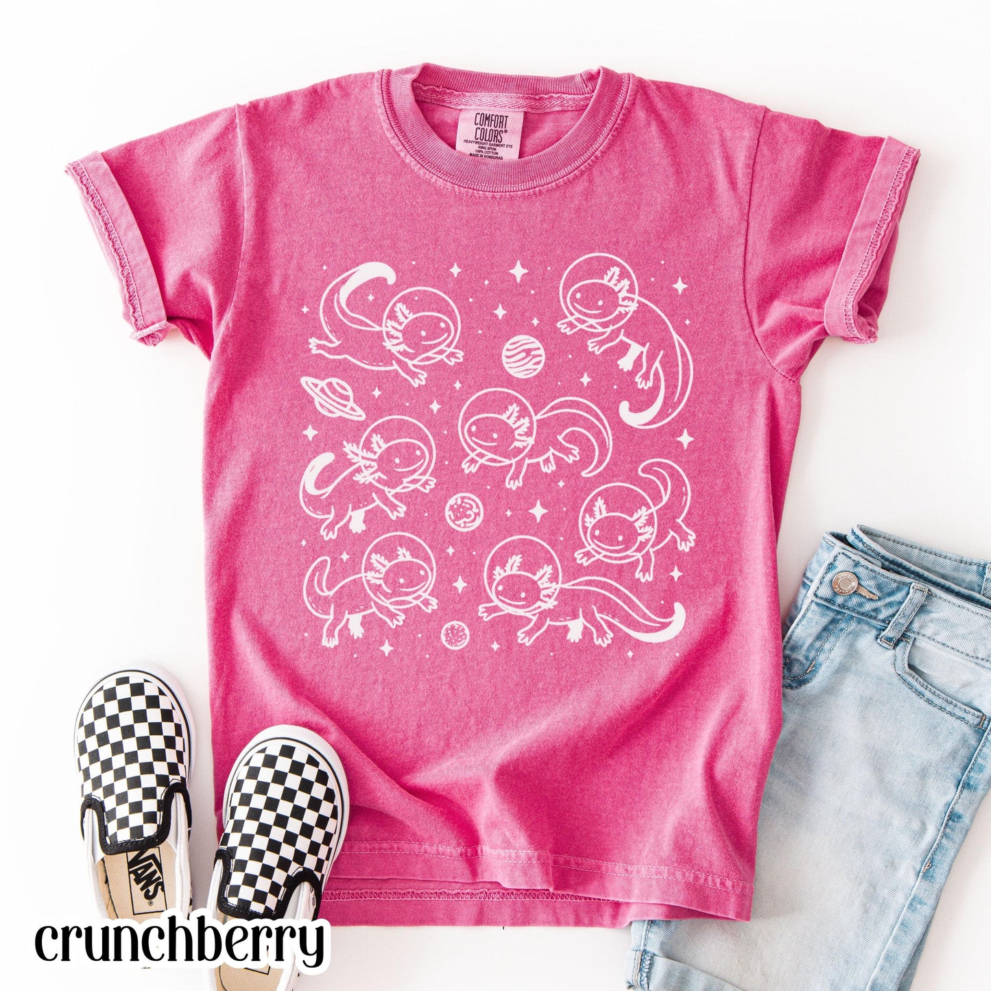 Space Axolotl Youth Shirt Comfort Colors Astronaut Planet Tee Axolotl Lover Kid School Tshirt Christmas Gift For Daughter Son Shirt