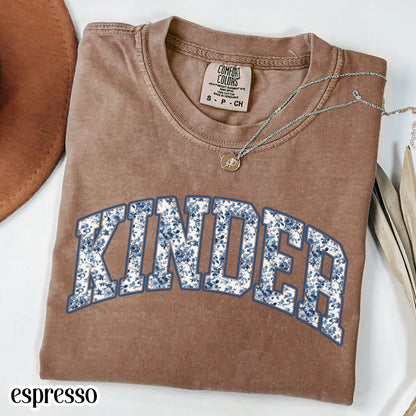 Kindergarten Comfort Colors Teacher Shirt Kinder Grade Teacher Shirt Kinder Teacher Shirt Toile Floral Teacher Tee Back to School Shirt