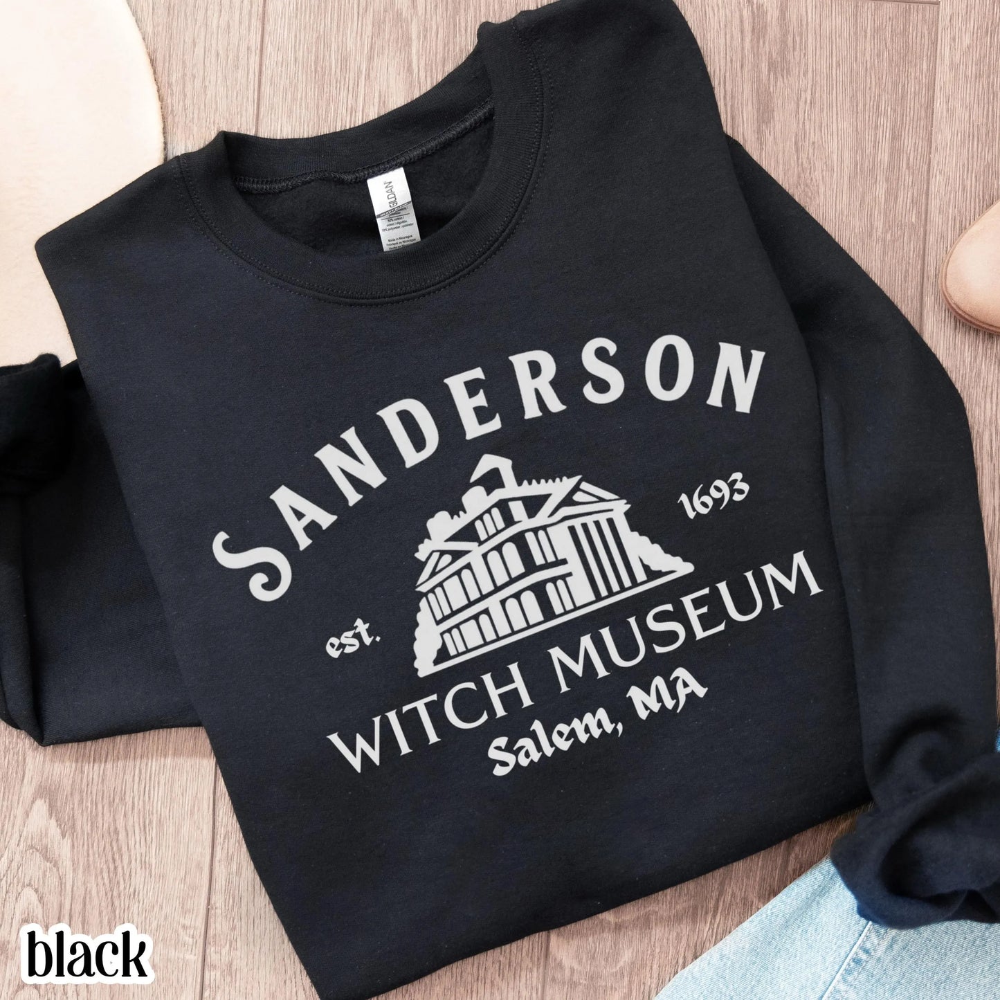 Salem Sanderson Sisters Black Flame Candle Sweatshirt