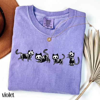 Black Cat Skeleton Comfort Colors Tee