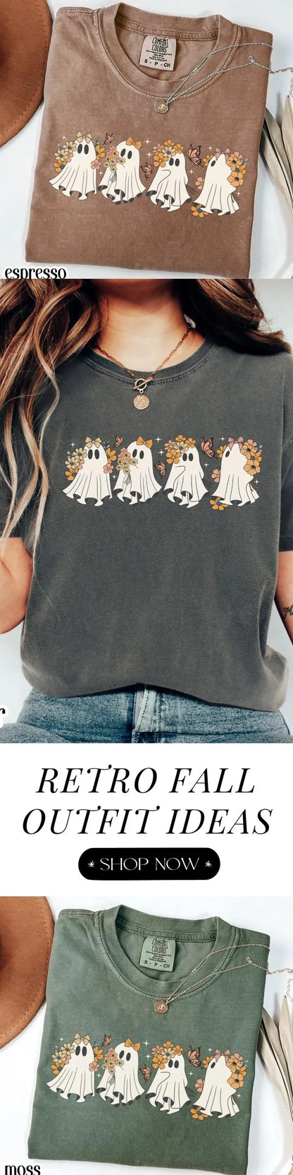 Retro Ghost Halloween Comfort Colors Tee