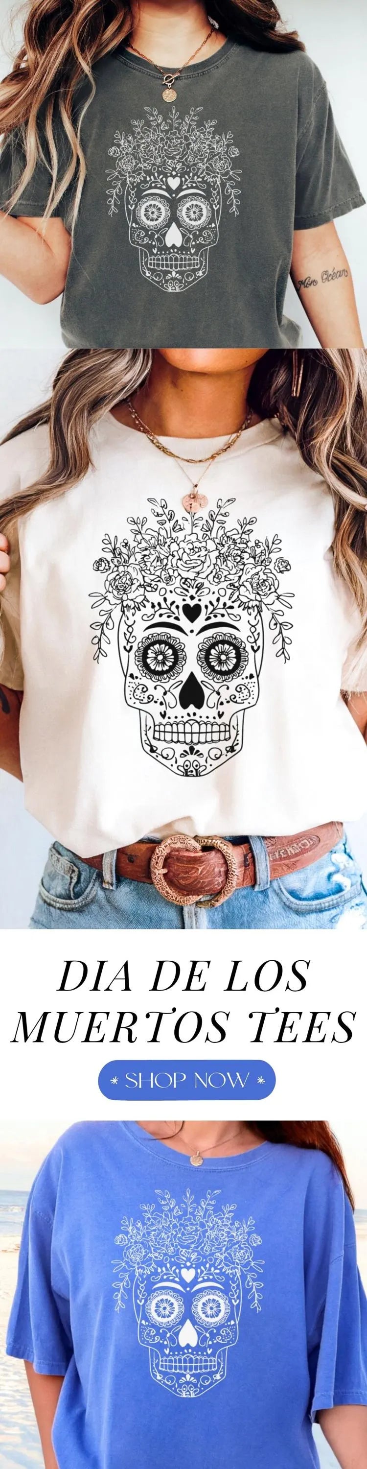 Day Of The Dead Comfort Colors Dia De Los Muertos Shirt Sugar Skull Calaveras De Azúcar Tee Mexican Skeleton TShirt Halloween Costume
