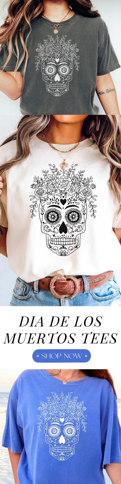 Day Of The Dead Comfort Colors Dia De Los Muertos Shirt Sugar Skull Calaveras De Azúcar Tee Mexican Skeleton TShirt Halloween Costume