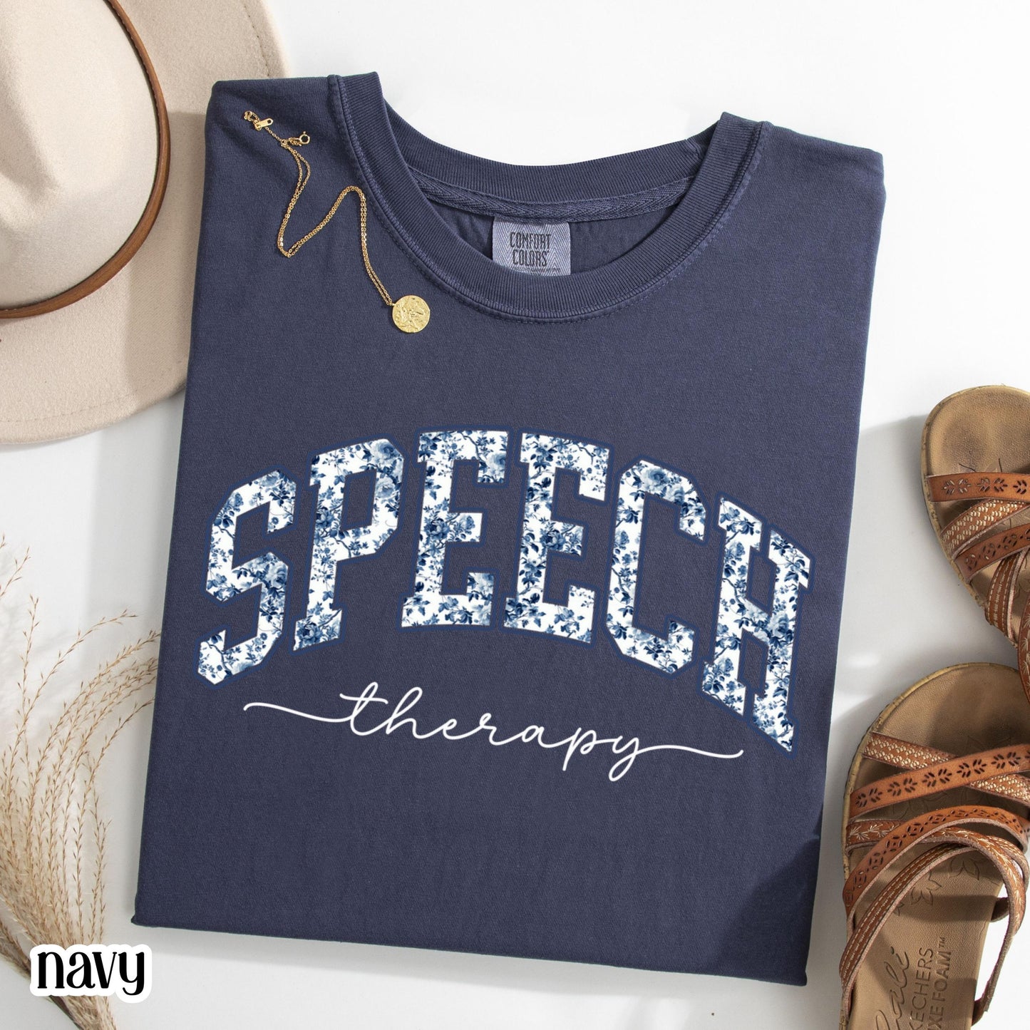 Speech Therapy Comfort Color Shirt Toile de Jouy Speech Language Pathologist Tshirt SLP Christmas Gift New Speech Therapist Floral Tee